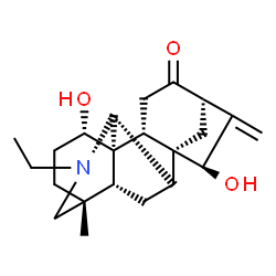 ChemSpider 2D Image | (1R,2R,7R,8R,9S,13R,16S,17R)-11-Ethyl-7,16-dihydroxy-13-methyl-6-methylene-11-azahexacyclo[7.7.2.1~5,8~.0~1,10~.0~2,8~.0~13,17~]nonadecan-4-one | C22H31NO3