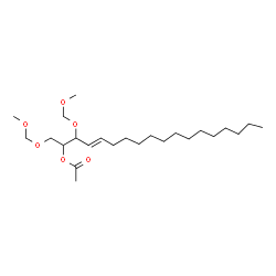 ChemSpider 2D Image | 5-[(1E)-1-Pentadecen-1-yl]-2,4,8,10-tetraoxaundecan-6-yl acetate | C24H46O6