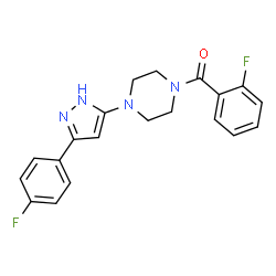 ChemSpider 2D Image | (2-Fluorophenyl){4-[3-(4-fluorophenyl)-1H-pyrazol-5-yl]-1-piperazinyl}methanone | C20H18F2N4O