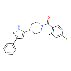 ChemSpider 2D Image | (2,4-Difluorophenyl)[4-(3-phenyl-1H-pyrazol-5-yl)-1-piperazinyl]methanone | C20H18F2N4O