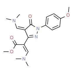 ChemSpider 2D Image | Methyl (2Z)-3-(dimethylamino)-2-[(4Z)-4-[(dimethylamino)methylene]-1-(4-methoxyphenyl)-5-oxo-4,5-dihydro-1H-pyrazol-3-yl]acrylate | C19H24N4O4