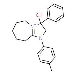 ChemSpider 2D Image | 3-Hydroxy-1-(4-methylphenyl)-3-phenyl-1,2,3,5,6,7,8,9-octahydroimidazo[1,2-a]azepin-4-ium | C21H25N2O
