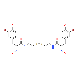 ChemSpider 2D Image | N,N'-(Disulfanediyldi-2,1-ethanediyl)bis[3-(3-bromo-4-hydroxyphenyl)-2-nitrosopropanamide] (non-preferred name) | C22H24Br2N4O6S2
