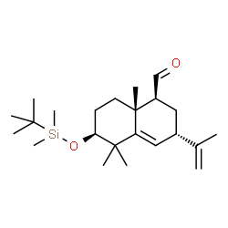 ChemSpider 2D Image | (1S,3S,6S,8aR)-6-{[Dimethyl(2-methyl-2-propanyl)silyl]oxy}-3-isopropenyl-5,5,8a-trimethyl-1,2,3,5,6,7,8,8a-octahydro-1-naphthalenecarbaldehyde | C23H40O2Si