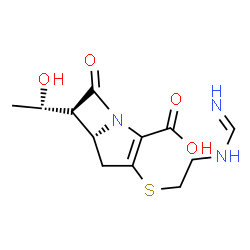 ChemSpider 2D Image | (6S)-6-(1-Hydroxyethyl)-3-({2-[(iminomethyl)amino]ethyl}sulfanyl)-7-oxo-1-azabicyclo[3.2.0]hept-2-ene-2-carboxylic acid | C12H17N3O4S