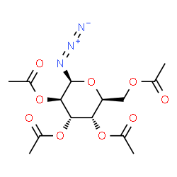 ChemSpider 2D Image | (2S,3S,4S,5R,6S)-2-(Acetoxymethyl)-6-azidotetrahydro-2H-pyran-3,4,5-triyl triacetate (non-preferred name) | C14H19N3O9