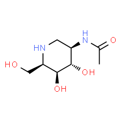 ChemSpider 2D Image | N-[(3R,4S,5S,6R)-4,5-Dihydroxy-6-(hydroxymethyl)-3-piperidinyl]acetamide | C8H16N2O4
