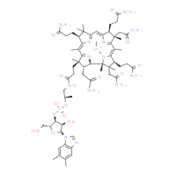 ChemSpider 2D Image | methyl-[(1R,2S,3S,4Z,7S,8S,9Z,13S,14Z,17R,18R,19R)-2,7,18-tris(2-amino-2-oxo-ethyl)-3,8,13-tris(3-amino-3-oxo-propyl)-17-[3-[[(2R)-2-[[(2R,3S,4R,5S)-5-(5,6-dimethylbenzimidazol-1-yl)-4-hydroxy-2-(hydroxymethyl)tetrahydrofuran-3-yl]oxy-oxido-phosphoryl]oxypropyl]amino]-3-oxo-propyl]-1,2,5,7,12,12,15,17-octamethyl-8,13,18,19-tetrahydro-3H-corrin-21-yl]cobalt(1+) | C63H91CoN13O14P