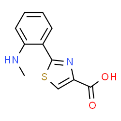ChemSpider 2D Image | 2-[2-(Methylamino)phenyl]-1,3-thiazole-4-carboxylic acid | C11H10N2O2S