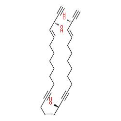 ChemSpider 2D Image | (3S,4E,14S,15Z,26E,28S)-4,15,26-Triacontatriene-1,12,18,29-tetrayne-3,14,28-triol | C30H40O3