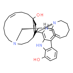 ChemSpider 2D Image | (1S,2S,4S,5Z,12S,13R,16Z)-25-(8-Hydroxy-9H-beta-carbolin-1-yl)-11,22-diazapentacyclo[11.11.2.1~2,22~.0~2,12~.0~4,11~]heptacosa-5,16,25-trien-13-ol | C36H44N4O2