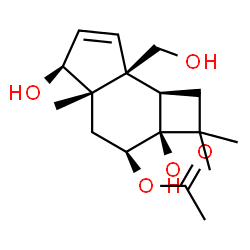 ChemSpider 2D Image | (2aS,3S,4aS,5S,7aS,7bR)-2a,5-Dihydroxy-7a-(hydroxymethyl)-2,2,4a-trimethyl-2,2a,3,4,4a,5,7a,7b-octahydro-1H-cyclobuta[e]inden-3-yl acetate | C17H26O5