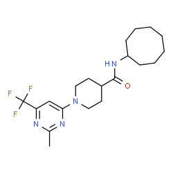 ChemSpider 2D Image | N-Cyclooctyl-1-[2-methyl-6-(trifluoromethyl)-4-pyrimidinyl]-4-piperidinecarboxamide | C20H29F3N4O