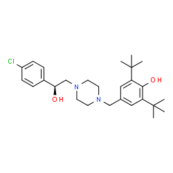 ChemSpider 2D Image | 4-({4-[(2S)-2-(4-Chlorophenyl)-2-hydroxyethyl]-1-piperazinyl}methyl)-2,6-bis(2-methyl-2-propanyl)phenol | C27H39ClN2O2