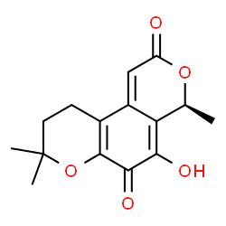 ChemSpider 2D Image | (4S)-5-Hydroxy-4,8,8-trimethyl-9,10-dihydro-2H,4H-pyrano[4,3-f]chromene-2,6(8H)-dione | C15H16O5