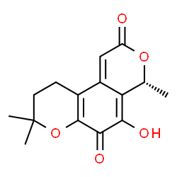 ChemSpider 2D Image | (4R)-5-Hydroxy-4,8,8-trimethyl-9,10-dihydro-2H,4H-pyrano[4,3-f]chromene-2,6(8H)-dione | C15H16O5