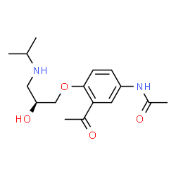 ChemSpider 2D Image | N-{3-Acetyl-4-[(2S)-2-hydroxy-3-(isopropylamino)propoxy]phenyl}acetamide | C16H24N2O4