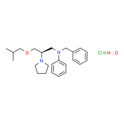 ChemSpider 2D Image | N-Benzyl-N-[(2R)-3-isobutoxy-2-(1-pyrrolidinyl)propyl]aniline hydrochloride hydrate | C24H37ClN2O2