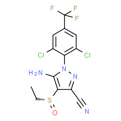 ChemSpider 2D Image | 5-Amino-1-[2,6-dichloro-4-(trifluoromethyl)phenyl]-4-[(R)-ethylsulfinyl]-1H-pyrazole-3-carbonitrile | C13H9Cl2F3N4OS