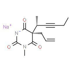 ChemSpider 2D Image | Sodium (5R)-5-allyl-5-[(2R)-3-hexyn-2-yl]-3-methyl-2,4,6-trioxotetrahydro-2H-pyrimidin-1-ide | C14H17N2NaO3