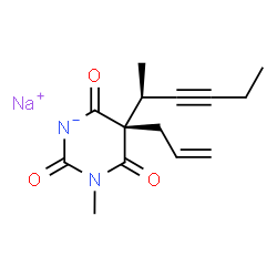 ChemSpider 2D Image | Sodium (5S)-5-allyl-5-[(2S)-3-hexyn-2-yl]-3-methyl-2,4,6-trioxotetrahydro-2H-pyrimidin-1-ide | C14H17N2NaO3