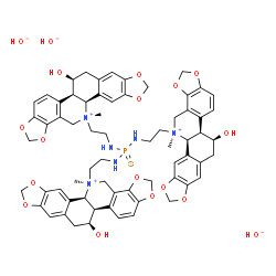 ChemSpider 2D Image | (5bR,6S,12bS,13R,5b'R,6'S,12b'S,13'R,5b''R,6''S,12b''S,13''S)-13,13',13''-[Phosphorothioyltris(imino-2,1-ethanediyl)]tris(6-hydroxy-13-methyl-5b,6,7,12b,13,14-hexahydro[1,3]benzodioxolo[5,6-c][1,3]dio
xolo[4,5-i]phenanthridin-13-ium) trihydroxide | C66H75N6O18PS