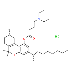 ChemSpider 2D Image | (9S)-6,6,9-Trimethyl-3-[(2S)-2-nonanyl]-7,8,9,10-tetrahydro-6H-benzo[c]chromen-1-yl 4-(diethylamino)butanoate hydrochloride (1:1) | C33H54ClNO3