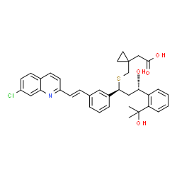 ChemSpider 2D Image | {1-[({(1S,3S)-1-{3-[(E)-2-(7-Chloro-2-quinolinyl)vinyl]phenyl}-3-hydroxy-3-[2-(2-hydroxy-2-propanyl)phenyl]propyl}sulfanyl)methyl]cyclopropyl}acetic acid | C35H36ClNO4S