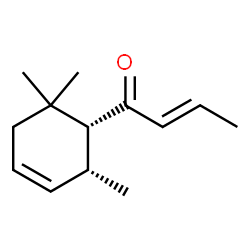ChemSpider 2D Image | (2E)-1-[(1R,2R)-2,6,6-Trimethyl-3-cyclohexen-1-yl]-2-buten-1-one | C13H20O