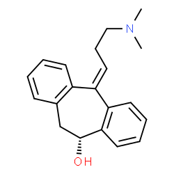 ChemSpider 2D Image | (5E,10R)-5-[3-(Dimethylamino)propylidene]-10,11-dihydro-5H-dibenzo[a,d][7]annulen-10-ol | C20H23NO