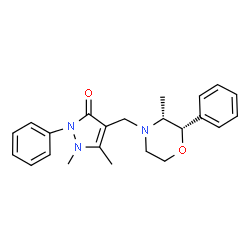 ChemSpider 2D Image | 1,5-Dimethyl-4-{[(2S,3R)-3-methyl-2-phenyl-4-morpholinyl]methyl}-2-phenyl-1,2-dihydro-3H-pyrazol-3-one | C23H27N3O2