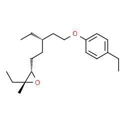 ChemSpider 2D Image | (2R,3S)-2-Ethyl-3-[(3S)-3-ethyl-5-(4-ethylphenoxy)pentyl]-2-methyloxirane | C20H32O2