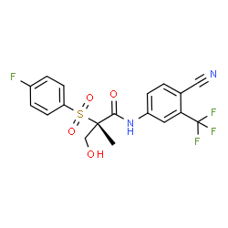 ChemSpider 2D Image | (2S)-N-[4-Cyano-3-(trifluoromethyl)phenyl]-2-[(4-fluorophenyl)sulfonyl]-3-hydroxy-2-methylpropanamide | C18H14F4N2O4S
