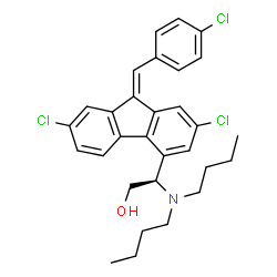 ChemSpider 2D Image | (2R)-2-(Dibutylamino)-2-[(9Z)-2,7-dichloro-9-(4-chlorobenzylidene)-9H-fluoren-4-yl]ethanol | C30H32Cl3NO