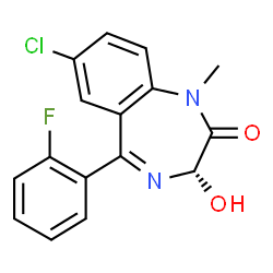 ChemSpider 2D Image | (3S)-7-Chloro-5-(2-fluorophenyl)-3-hydroxy-1-methyl-1,3-dihydro-2H-1,4-benzodiazepin-2-one | C16H12ClFN2O2