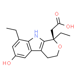 ChemSpider 2D Image | [(1R)-1,8-Diethyl-6-hydroxy-1,3,4,9-tetrahydropyrano[3,4-b]indol-1-yl]acetic acid | C17H21NO4