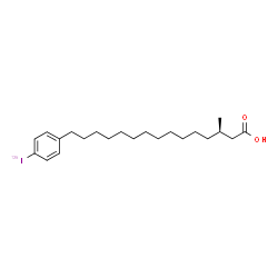 ChemSpider 2D Image | (3R)-15-[4-(~125~I)Iodophenyl]-3-methylpentadecanoic acid | C22H35125IO2