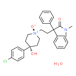 ChemSpider 2D Image | 4-[cis-4-(4-Chlorophenyl)-4-hydroxy-1-oxido-1-piperidinyl]-N,N-dimethyl-2,2-diphenylbutanamide hydrate (1:1) | C29H35ClN2O4