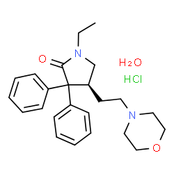 ChemSpider 2D Image | (4S)-1-Ethyl-4-[2-(4-morpholinyl)ethyl]-3,3-diphenyl-2-pyrrolidinone hydrochloride hydrate | C24H33ClN2O3