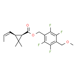 ChemSpider 2D Image | 2,3,5,6-Tetrafluoro-4-(methoxymethyl)benzyl (1R,3S)-2,2-dimethyl-3-[(1Z)-1-propen-1-yl]cyclopropanecarboxylate | C18H20F4O3