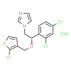 ChemSpider 2D Image | 1-[(2S)-2-[(2-Chloro-3-thienyl)methoxy]-2-(2,4-dichlorophenyl)ethyl]-1H-imidazole hydrochloride (1:1) | C16H14Cl4N2OS