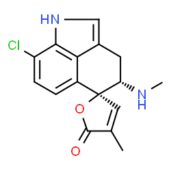 ChemSpider 2D Image | (4S,5S)-8-Chloro-4'-methyl-4-(methylamino)-3,4-dihydro-1H,5'H-spiro[benzo[cd]indole-5,2'-furan]-5'-one | C16H15ClN2O2