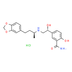 ChemSpider 2D Image | 5-[(1R)-2-{[(2R)-4-(1,3-Benzodioxol-5-yl)-2-butanyl]amino}-1-hydroxyethyl]-2-hydroxybenzamide hydrochloride (1:1) | C20H25ClN2O5