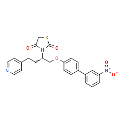 ChemSpider 2D Image | 3-[(2S)-1-[(3'-Nitro-4-biphenylyl)oxy]-4-(4-pyridinyl)-2-butanyl]-1,3-thiazolidine-2,4-dione | C24H21N3O5S