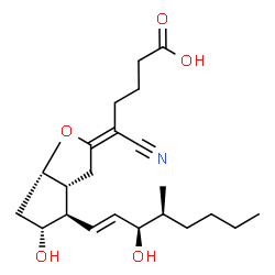 ChemSpider 2D Image | (5E,9alpha,11alpha,13E,15R,16S)-5-Cyano-11,15-dihydroxy-16-methyl-6,9-epoxyprosta-5,13-dien-1-oic acid | C22H33NO5