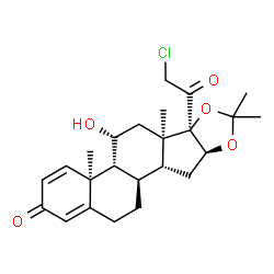 ChemSpider 2D Image | (4aS,4bR,5R,6aR,6bR,9aS,10aR,10bR)-6b-(Chloroacetyl)-5-hydroxy-4a,6a,8,8-tetramethyl-4a,4b,5,6,6a,6b,9a,10,10a,10b,11,12-dodecahydro-2H-naphtho[2',1':4,5]indeno[1,2-d][1,3]dioxol-2-one | C24H31ClO5