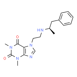 ChemSpider 2D Image | 1,3-Dimethyl-7-(2-{[(2R)-1-phenyl-2-propanyl]amino}ethyl)-3,7-dihydro-1H-purine-2,6-dione | C18H23N5O2