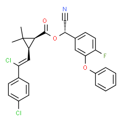 ChemSpider 2D Image | (S)-Cyano(4-fluoro-3-phenoxyphenyl)methyl (1S,3S)-3-[(Z)-2-chloro-2-(4-chlorophenyl)vinyl]-2,2-dimethylcyclopropanecarboxylate | C28H22Cl2FNO3