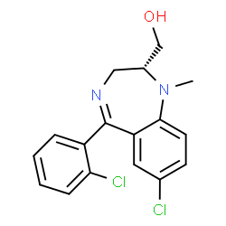 ChemSpider 2D Image | [(2R)-7-Chloro-5-(2-chlorophenyl)-1-methyl-2,3-dihydro-1H-1,4-benzodiazepin-2-yl]methanol | C17H16Cl2N2O