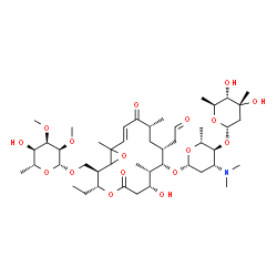 ChemSpider 2D Image | [(2R,3R,7R,8S,9S,10R,12R,14E)-3-Ethyl-7-hydroxy-8,12,16-trimethyl-5,13-dioxo-10-(2-oxoethyl)-9-{[2,3,6-trideoxy-4-O-(2,6-dideoxy-3-C-methyl-alpha-L-ribo-hexopyranosyl)-3-(dimethylamino)-beta-D-arabino
-hexopyranosyl]oxy}-4,17-dioxabicyclo[14.1.0]heptadec-14-en-2-yl]methyl 6-deoxy-2,3-di-O-methyl-beta-D-allopyranoside | C46H77NO17